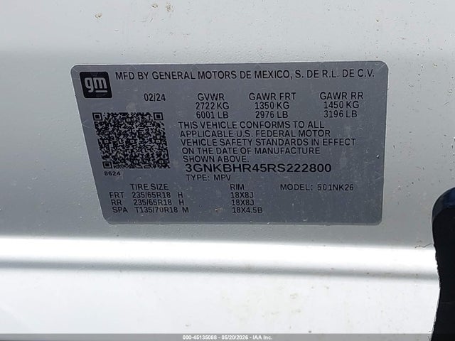 Продаж на аукціоні авто 2024 Chevrolet Blazer Awd 2lt, vin: 3GNKBHR45RS222800, номер лоту: 45135088