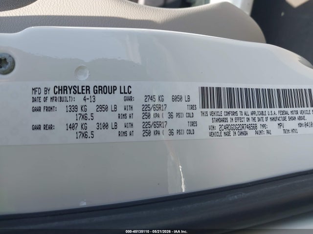 Продажа на аукционе авто 2013 Dodge Grand Caravan Crew, vin: 2C4RDGDG2DR746568, номер лота: 45135110