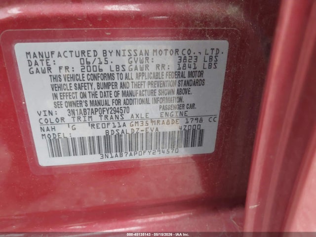 3N1AB7AP0FY294570 Nissan SENTRA SV