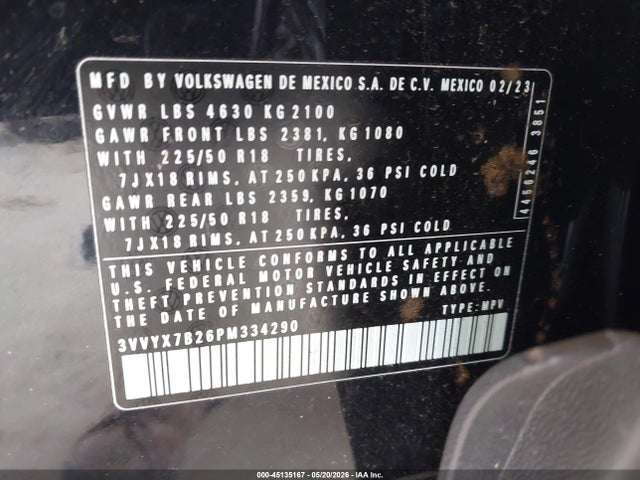 Продажа на аукционе авто 2023 Volkswagen Taos 1.5t Se, vin: 3VVYX7B26PM334290, номер лота: 45135167