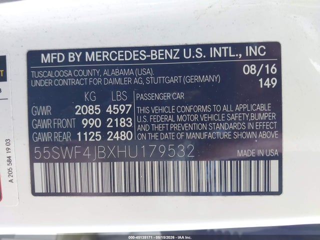 55SWF4JBXHU179532 Mercedes-Benz C 300