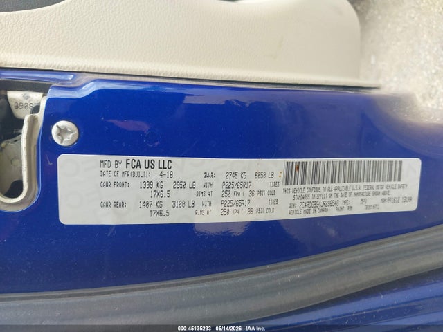 45135233 :رقم المزاد ، 2C4RDGBG4JR296548 vin ، 2018 Dodge Grand Caravan Se مزاد بيع