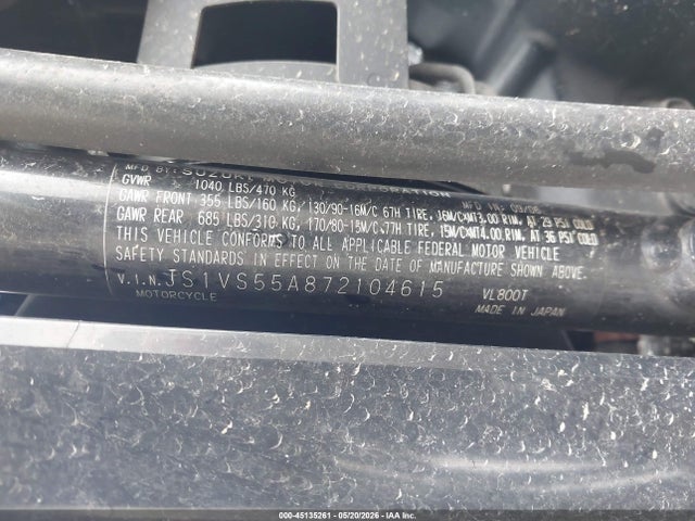 2007 Suzuki Vl800 მანქანა იყიდება აუქციონზე, vin: JS1VS55A872104615, აუქციონის ნომერი: 45135261