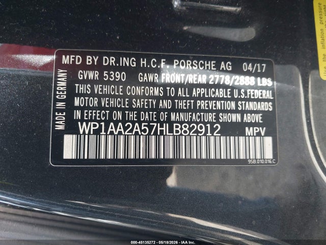 Продаж на аукціоні авто 2017 Porsche Macan, vin: WP1AA2A57HLB82912, номер лоту: 45135272