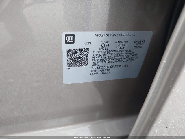 Продаж на аукціоні авто 2024 Chevrolet Malibu Fwd 1lt, vin: 1G1ZD5ST6RF196254, номер лоту: 45135319