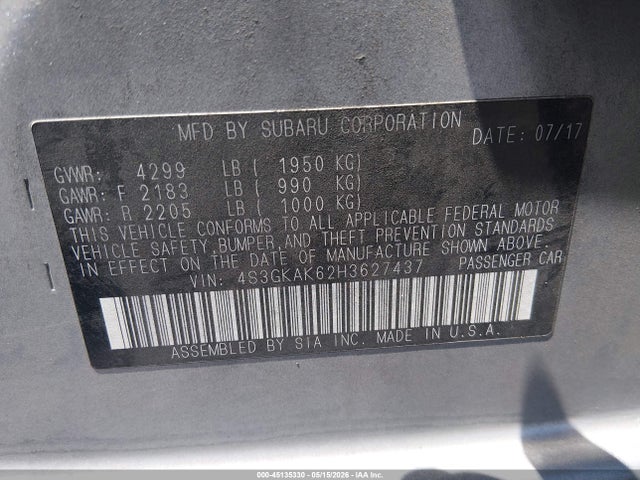 4S3GKAK62H3627437 Subaru Impreza 2.0i Sport