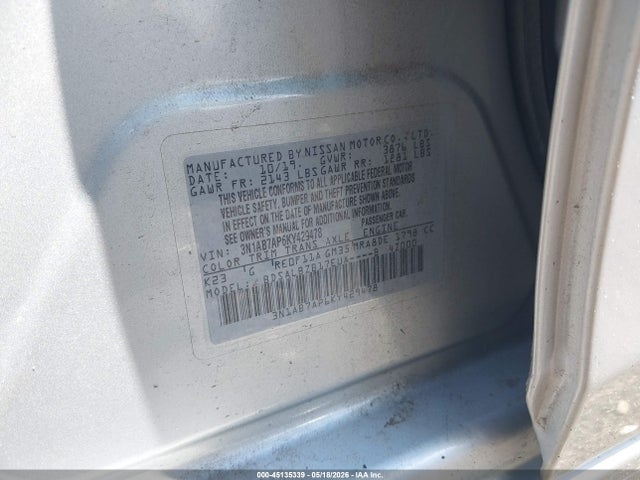 Aukcja sprzedaży 2019 Nissan Sentra S, vin: 3N1AB7AP6KY429478, numer aukcji: 45135339