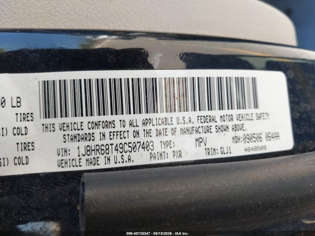 45135347 :رقم المزاد ، 1J8HR68T49C507403 vin ، 2009 Jeep Grand Cherokee Overland مزاد بيع