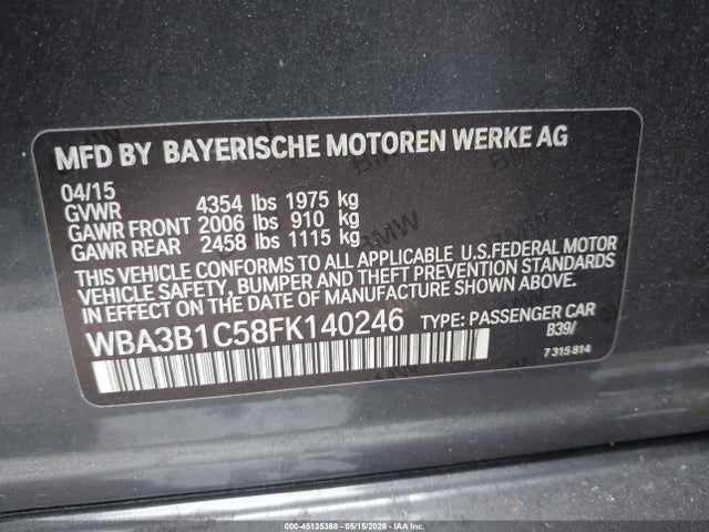 BMW 320i 2015 WBA3B1C58FK140246 Image 9