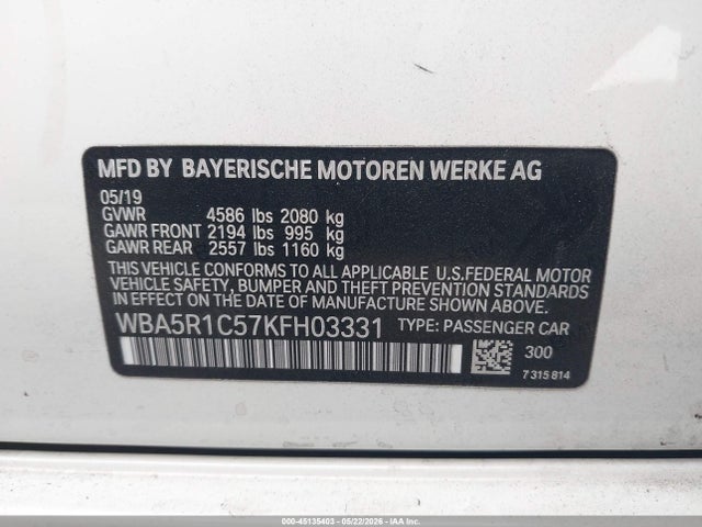 BMW 330I 2019 WBA5R1C57KFH03331 Image 9
