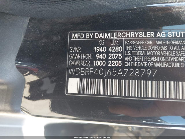 Aukcja sprzedaży 2005 Mercedes-benz C 230 Kompressor Sport, vin: WDBRF40J65A728797, numer aukcji: 45135466