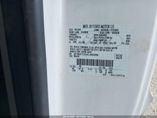 Продаж на аукціоні авто 2004 Ford F-150 Heritage Xl/xlt, vin: 2FTRX17234CA83096, номер лоту: 45135492