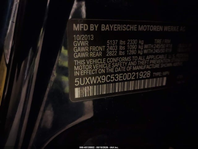 Aukcja sprzedaży 2014 Bmw X3 Xdrive28i, vin: 5UXWX9C53E0D21928, numer aukcji: 45135502