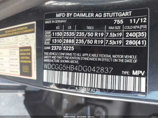Продажа на аукционе авто 2013 Mercedes-benz Glk 350, vin: WDCGG5HB4DG042837, номер лота: 45135522