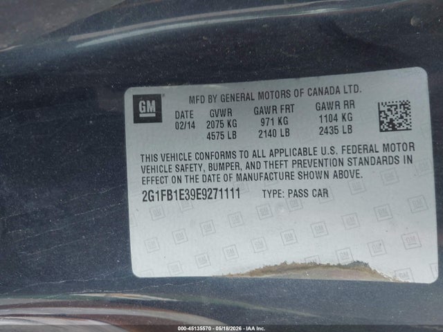 2014 Chevrolet Camaro 1lt მანქანა იყიდება აუქციონზე, vin: 2G1FB1E39E9271111, აუქციონის ნომერი: 45135570