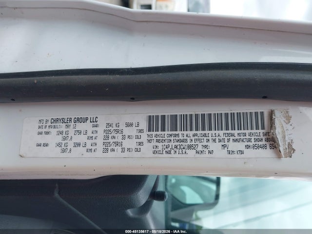 2012 Jeep Liberty Sport მანქანა იყიდება აუქციონზე, vin: 1C4PJLAK3CW188527, აუქციონის ნომერი: 45135617