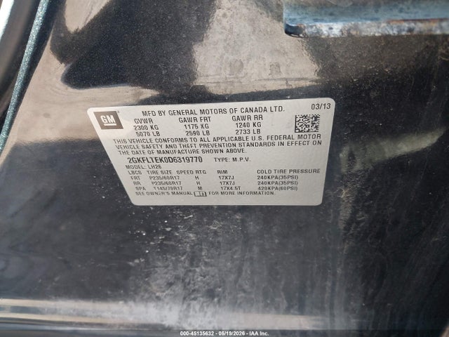 Продаж на аукціоні авто 2013 Gmc Terrain Sle-2, vin: 2GKFLTEK0D6319770, номер лоту: 45135632
