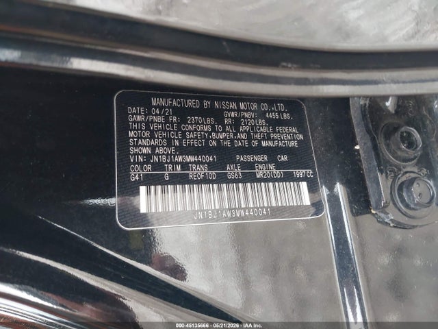 JN1BJ1AW3MW440041 Nissan Rogue Sport S Awd Xtronic Cvt