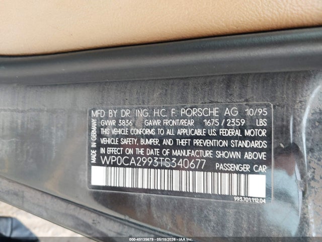 Продаж на аукціоні авто 1996 Porsche 911 Carrera 2/carrera 4, vin: WP0CA2993TS340677, номер лоту: 45135679