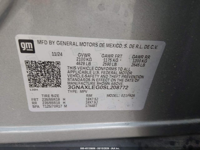3GNAXLEG0SL208772 Chevrolet Equinox Fwd Rs