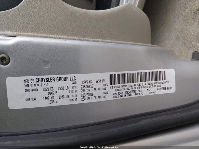 Продаж на аукціоні авто 2012 Chrysler Town & Country Touring, vin: 2C4RC1BG9CR189689, номер лоту: 45135707