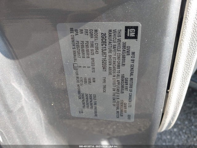 Продаж на аукціоні авто 2007 Chevrolet Silverado 1500 Lt2, vin: 2GCEC13J671620941, номер лоту: 45135714