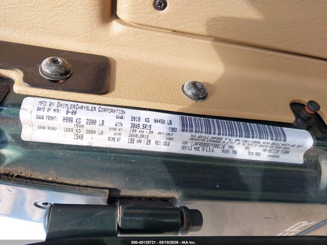 Продаж на аукціоні авто 2001 Jeep Wrangler Sahara, vin: 1J4FA59S81P306116, номер лоту: 45135721