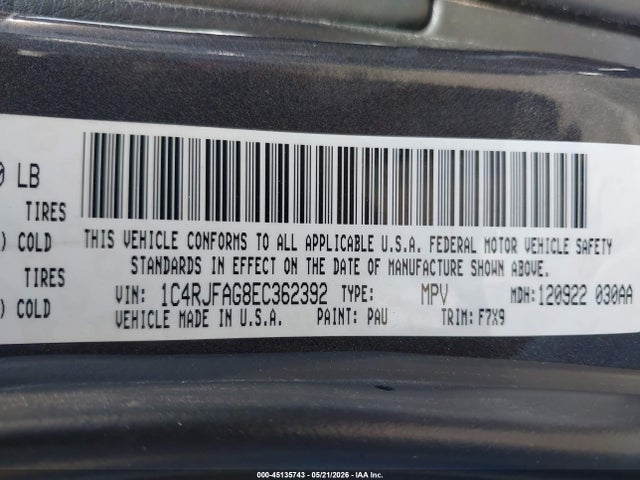 45135743 :رقم المزاد ، 1C4RJFAG8EC362392 vin ، 2014 Jeep Grand Cherokee Laredo مزاد بيع