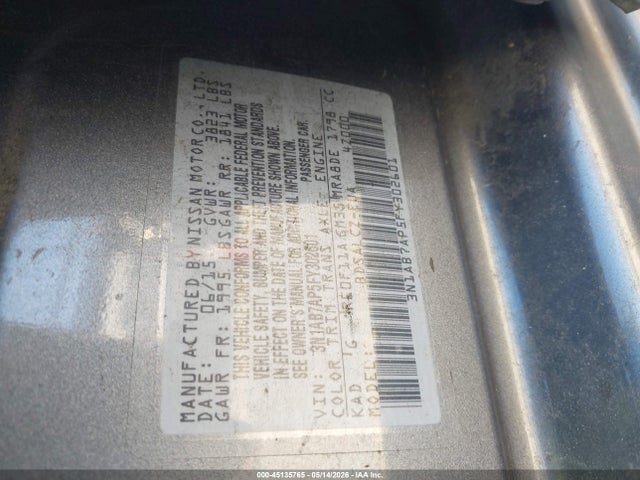 45135765 :رقم المزاد ، 3N1AB7AP5FY302601 vin ، 2015 Nissan Sentra S مزاد بيع