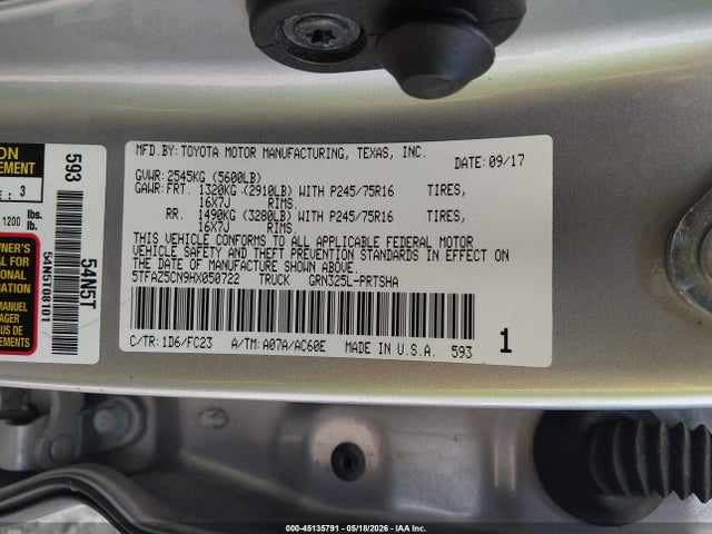 Aukcja sprzedaży 2017 Toyota Tacoma Sr5 V6, vin: 5TFAZ5CN9HX050722, numer aukcji: 45135791