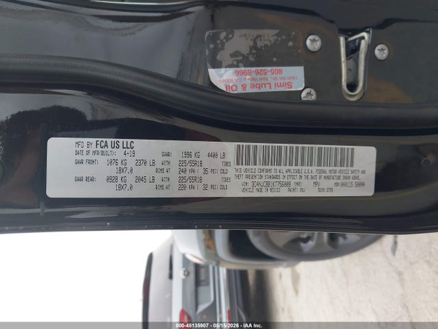 Продаж на аукціоні авто 2019 Jeep Compass Altitude Fwd, vin: 3C4NJCBB1KT756008, номер лоту: 45135907