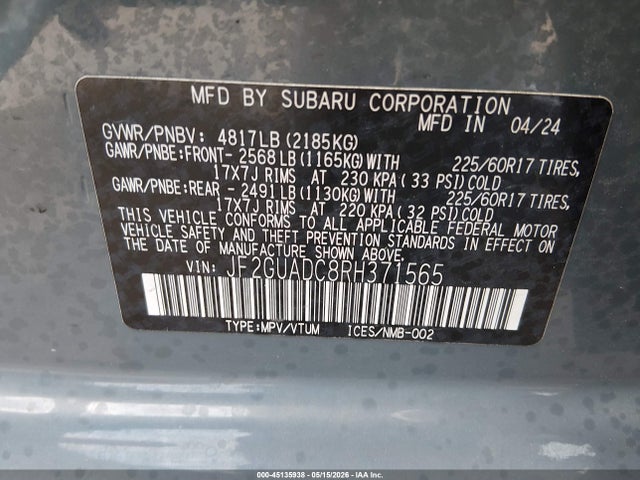 Subaru Crosstrek Premium 2024 JF2GUADC8RH371565 Image 9