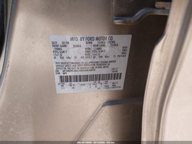 Продажа на аукционе авто 2008 Ford Edge Se, vin: 2FMDK36C58BA69870, номер лота: 45135949