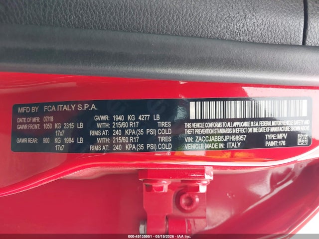 ZACCJABB5JPH98957 Jeep Renegade Latitude Fwd