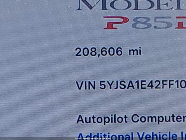 Aukcja sprzedaży 2015 Tesla Model S 85d/p85d, vin: 5YJSA1E42FF109139, numer aukcji: 45135956