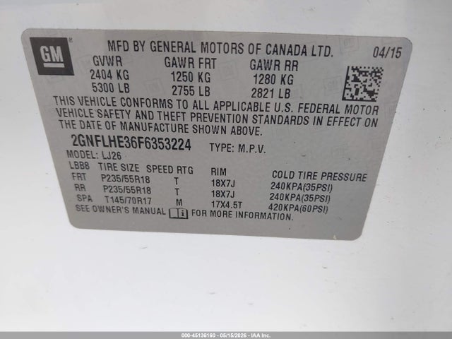 2GNFLHE36F6353224 Chevrolet Equinox Ltz