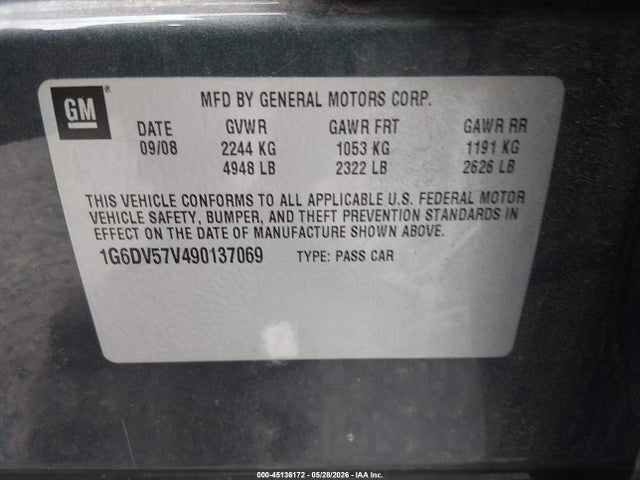 Продаж на аукціоні авто 2009 Cadillac Cts Standard, vin: 1G6DV57V490137069, номер лоту: 45136172