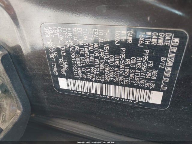 Продаж на аукціоні авто 2012 Nissan Cube 1.8 Sl, vin: JN8AZ2KR1CT256141, номер лоту: 45136223