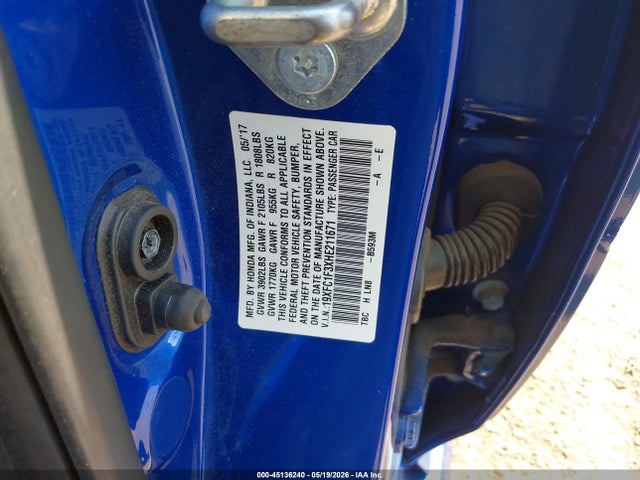Honda Civic Ex-t 2017 19XFC1F3XHE211671 Image 9