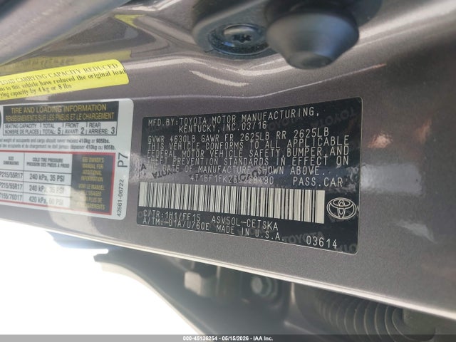 2016 Toyota Camry Se მანქანა იყიდება აუქციონზე, vin: 4T1BF1FK2GU228490, აუქციონის ნომერი: 45136254