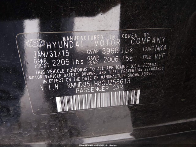 KMHD35LH8GU258613 Hyundai ELANTRA GT