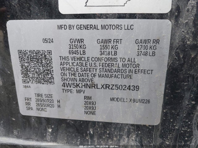 45136353 :رقم المزاد ، 4W5KHNRLXRZ502439 vin ، 2024 Acura Zdx A-spec مزاد بيع