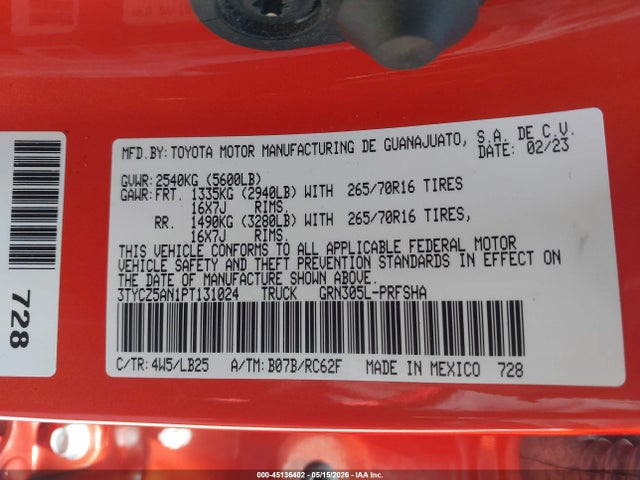 3TYCZ5AN1PT131024 Toyota Tacoma Trd Pro