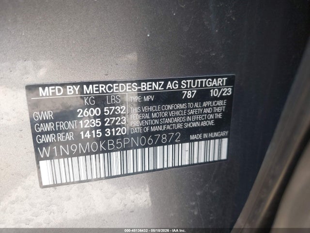 W1N9M0KB5PN067872 Mercedes-Benz Eqb 300 Suv 4matic