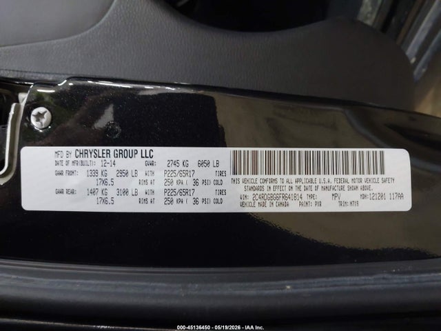 Продажа на аукционе авто 2015 Dodge Grand Caravan Se, vin: 2C4RDGBG6FR641814, номер лота: 45136450