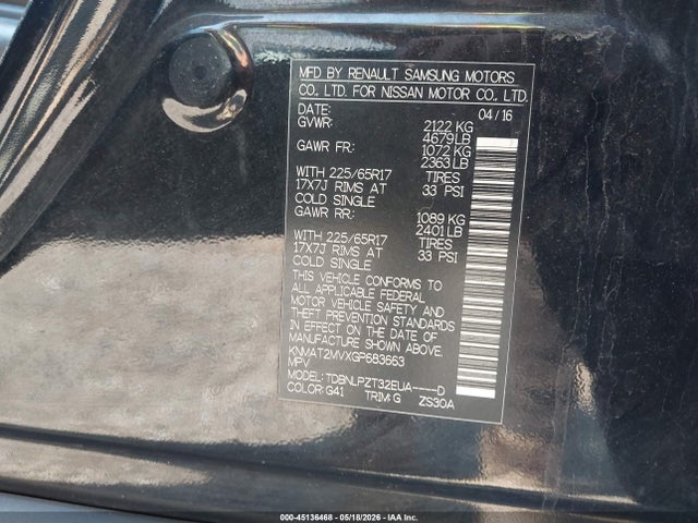 Продажа на аукционе авто 2016 Nissan Rogue S/sl/sv, vin: KNMAT2MVXGP683663, номер лота: 45136468