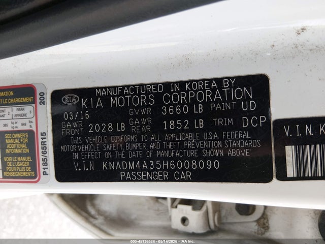 Продаж на аукціоні авто 2017 Kia Rio Lx, vin: KNADM4A35H6008090, номер лоту: 45136528