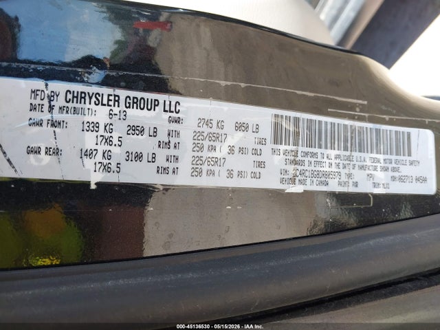 Продаж на аукціоні авто 2013 Chrysler Town & Country Touring, vin: 2C4RC1BG8DR805979, номер лоту: 45136530
