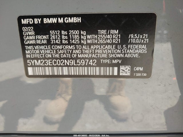 BMW X4 M 2022 5YM23EC02N9L59742 Image 9