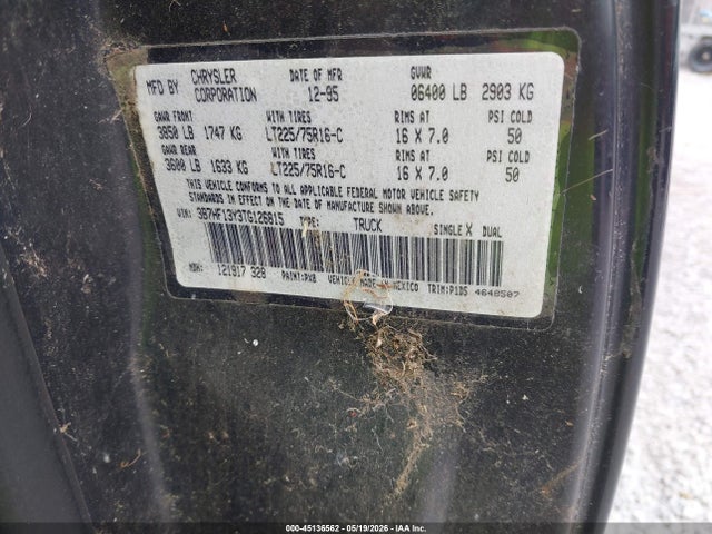 Aukcja sprzedaży 1996 Dodge Ram 1500, vin: 3B7HF13Y3TG126815, numer aukcji: 45136562
